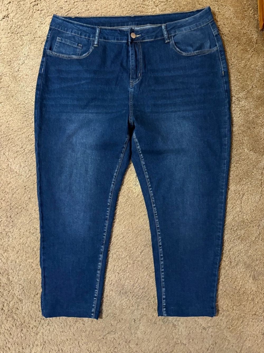 Stretch Mid-Rise Dark Blue Skinny Capris for Women Size 18